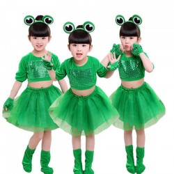 Lille grøn frø - kostume til piger / drenge - sæt