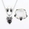 Vintage sieradenset met uilen - oorbellen / ketting / armbandSieradensets