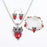 Conjunto de joias vintage com corujas - brincos / colar / pulseira