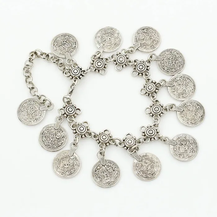 Moedas antigas vintage - tornozeleira
