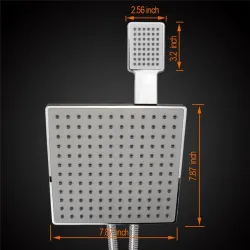 Jet pluie carré - pomme de douche double - flexible - inverseur 3 voies - set