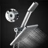 Jet pluie carré - pomme de douche double - flexible - inverseur 3 voies - set
