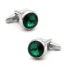 Silver cufflinks with green crystalCufflinks