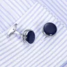Boutons de manchette ronds en argent avec émail bleu