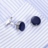 Ronde zilveren manchetknopen met blauw emailleManchetknopen