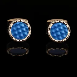 Boutons de manchette ronds luxe or / bleu