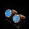 Boutons de manchette ronds luxe or / bleu