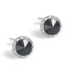 Eleganti gemelli rotondi in argento - con cristalli/strass