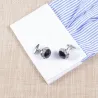 Elegantes abotoaduras redondas prateadas - com cristal / strass