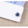 Eleganti gemelli rotondi in argento - con cristalli/strass