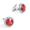 Eleganti gemelli rotondi in argento - con cristalli/strass