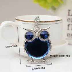Hibou cristal bleu - porte-clés
