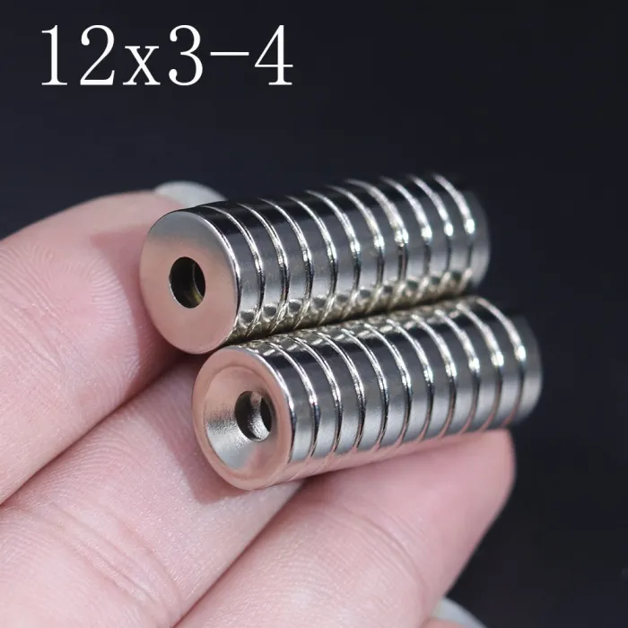 N35 - neodymmagnet - sterk rund skive - 12mm * 3mm - med 4mm hull