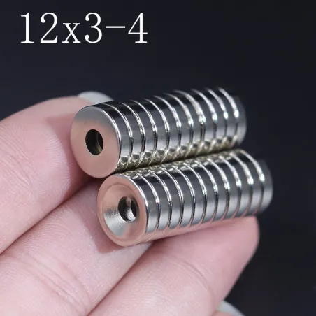N35 - neodymmagnet - sterk rund skive - 12mm * 3mm - med 4mm hull