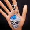 Tête de mort en cristal argenté - porte-clés