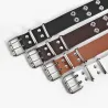 Lærbelte i punkstil - doble metallringer