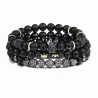 Bracciale di perle nere con corona - 3 pezzi
