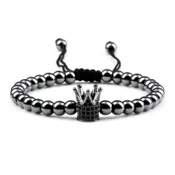 Kopparpärlor armband med en krona - justerbart rep