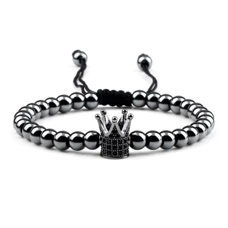 Armband aus Kupferperlen mit Krone - verstellbares Seil