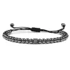 Bracelet de perles de cuivre avec un cube de cristal - corde réglable