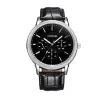 OUKESHI - Montre à quartz en acier inoxydable - bracelet cuir