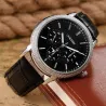 OUKESHI - Montre à quartz en acier inoxydable - bracelet cuir