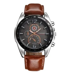 OUKESHI - elegant Quartz rustfrit stål ur - læder armbånd