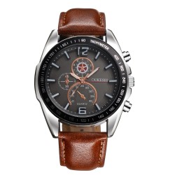 OUKESHI - elegant Quartz stainless steel watch - leather braceletWatches