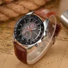OUKESHI - élégante montre Quartz en acier inoxydable - bracelet cuir