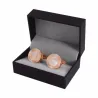 Boutons de manchette ronds or rose - avec coquillage blanc
