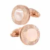 Round rose gold cufflinks - with white shellCufflinks
