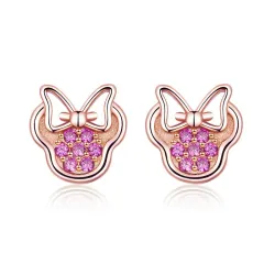 Bow / crystals - 925 sterling silver earringsEarrings