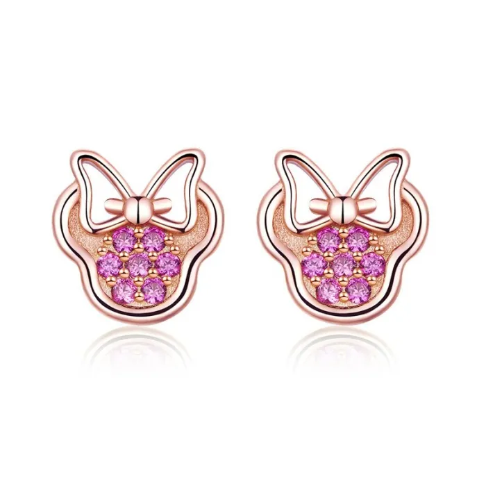 Bow / crystals - 925 sterling silver earringsEarrings