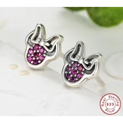 Bow / crystals - 925 sterling silver earringsEarrings