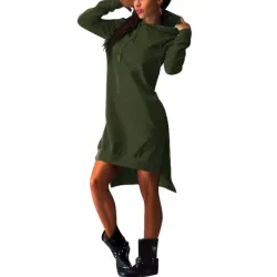 Damenkleid mit Kapuze - langer Pullover