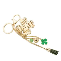 Lucky four leaves clover - krystal nøglering