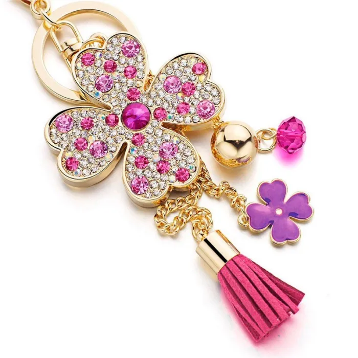 Heldige fire blader kløver - krystall nøkkelring