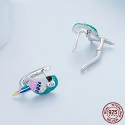 Regnbuepapegøye med zirkon - 925 sterling sølv øredobber