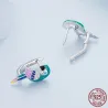 Rainbow parrot with zircon - 925 sterling silver earringsEarrings