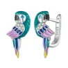 Perroquet arc-en-ciel avec zircon - Boucles d'oreilles en argent sterling 925