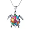 Ensemble de bijoux avec une tortue arc-en-ciel - collier / boucles d'oreilles