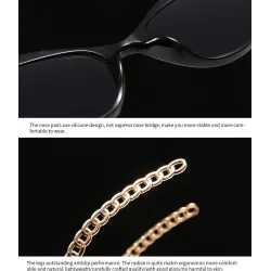 Cat eye style sunglasses - with chain / heartSunglasses