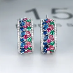 AretesElegantes pendientes de plata - flores de cristal