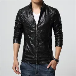 Slim leather jacket - with zippers / pocketsJackets