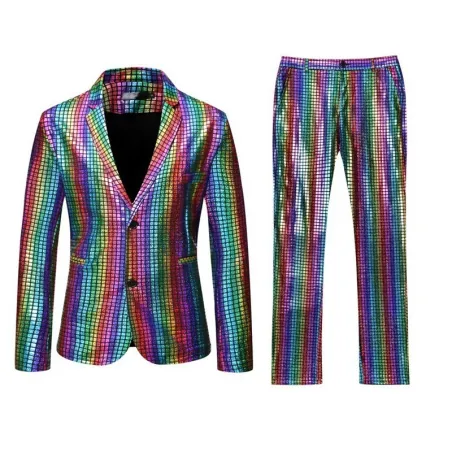 Herredragt - regnbue plaid pailletter