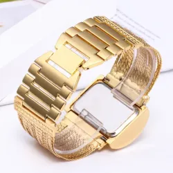 Montre à quartz de luxe avec cristaux - bracelet large en or