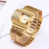 Luxurious Quartz watch with crystals - wide gold braceletWatches