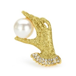 Kristallhand mit einer Perle - elegante Brosche
