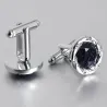 Round silver cufflinks - blue starry sky stone / crystalsCufflinks