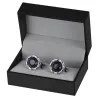 Round silver cufflinks - blue starry sky stone / crystalsCufflinks
